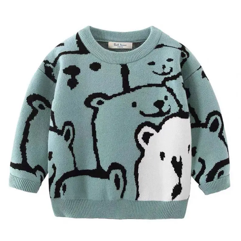 High Quality Sweater Kids One Piece Cotton Cartoon Jacquard Knitted Sweater Kids Pullover Kids Sweater