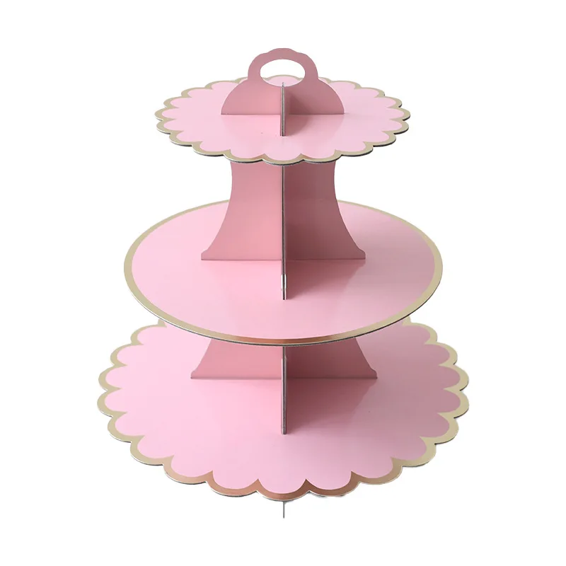 Cardboard Cake Stand 3 Tier Paper Dessert Round Cupcake Holder Tower Disposable Pastry Stand for Birthday Party Desserts Display
