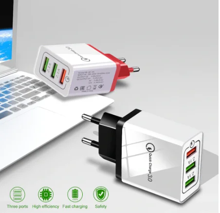  Более дешевый QC3.0 3A Быстрая зарядка 3 USB-порта настенное зарядное устройство USB-адаптер для телефона Цена по прейскуранту