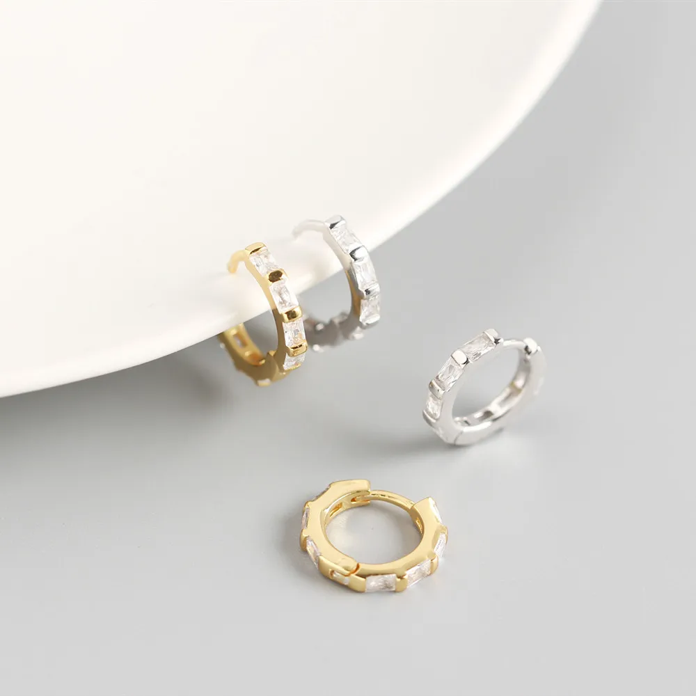 High quality rectangular zircon stirling silver women earrings 925 sterling manufacturing orecchini donna gioielli in argento