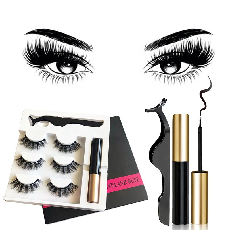 2021 new arrivals dropshipping 3D 3 pairs 8-18mm magnetic eyelashes for beauty