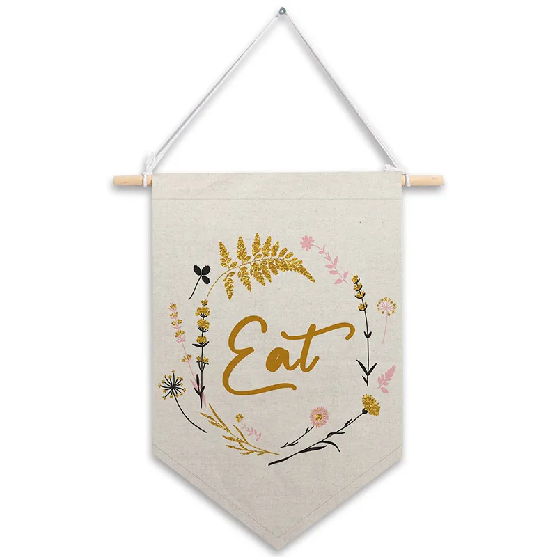 Wall hanging kitchen dining room decoration small hanging flag wall signs home decoration fabric hanging picture