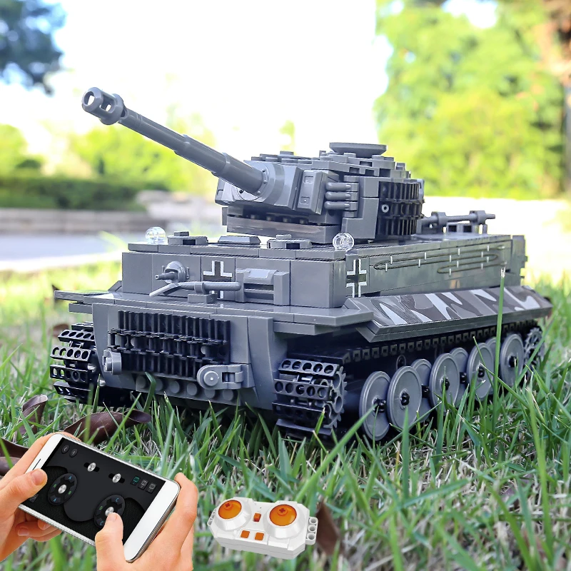 Форма король 20014 технический RC Tiger немецкий тяжелый танк военный MOC развивающая модель WW2 строительные блоки Наборы кубиков игрушки