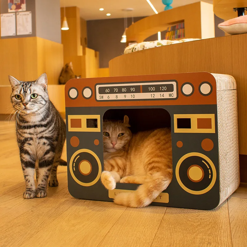 Retro Home Appliance Corrugated Paper Multi functional Stable Cat Scratch Board House Home Pet Supplies for Dogs and Cats