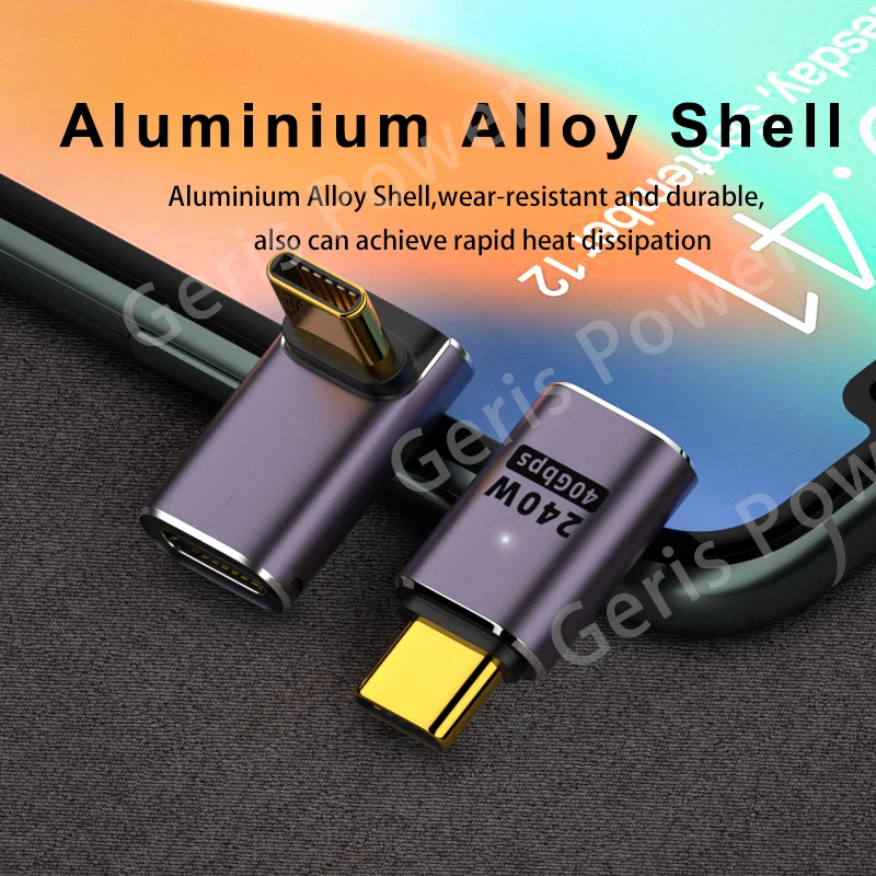 90 градусов USB C в Type C конвертер PD240W USB4.0 40 Гбит/с Thunderbolt3 OTG адаптер 8K @ 60 Гц Быстрая Зарядка адаптер данных для MacBook