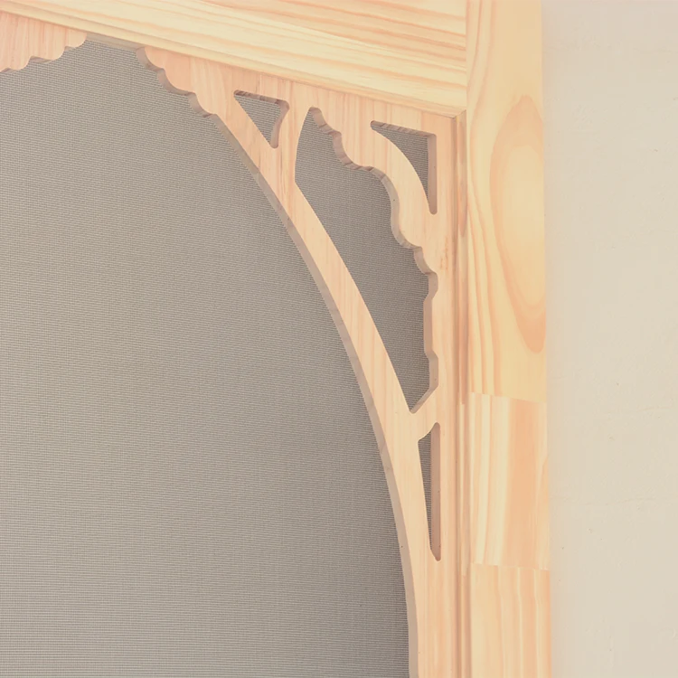 Shrink Package Fiberglass Screen Natural Pine Wood Screen Door for Entrance