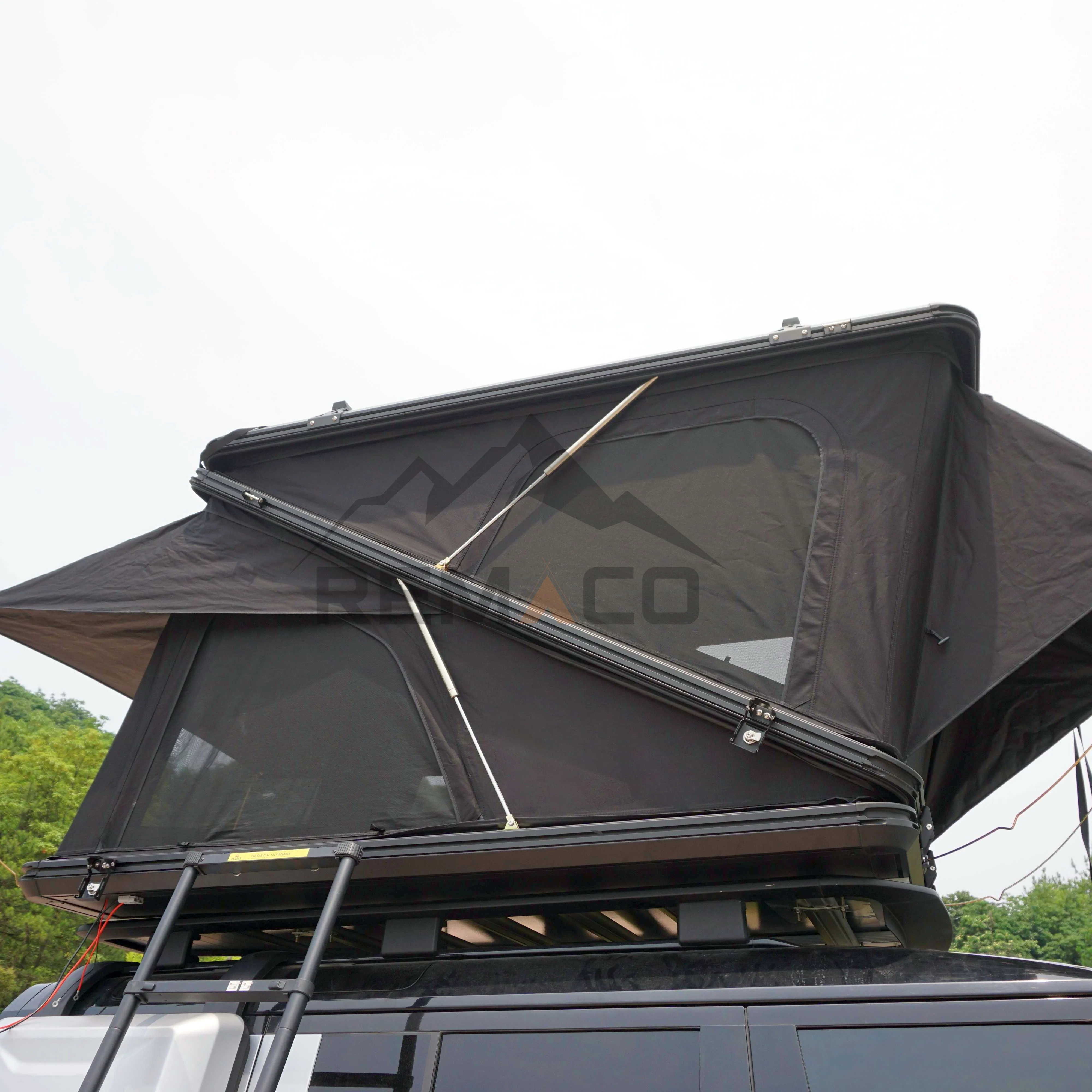 Remaco Camper Overland Hardshell Aluminum Large XL Double Car Rooftop Dual Lift Z Shape Roof Top Tent