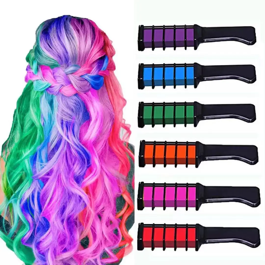 6 colors Magic Hair  Color Decoration Comb No-harmful Washable New Style Temporary Hair Chalk Comb