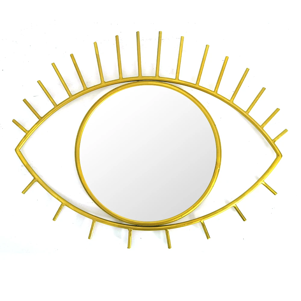 Eye Shape Modern Gold Wall Mounted Metal Frame Mirror Decorative for Living