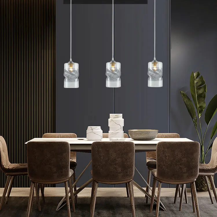 Zhongshan GANVA Lighting Hot Sale Iron Glass Chrome Surface Hanging Chandelier Pendant Light