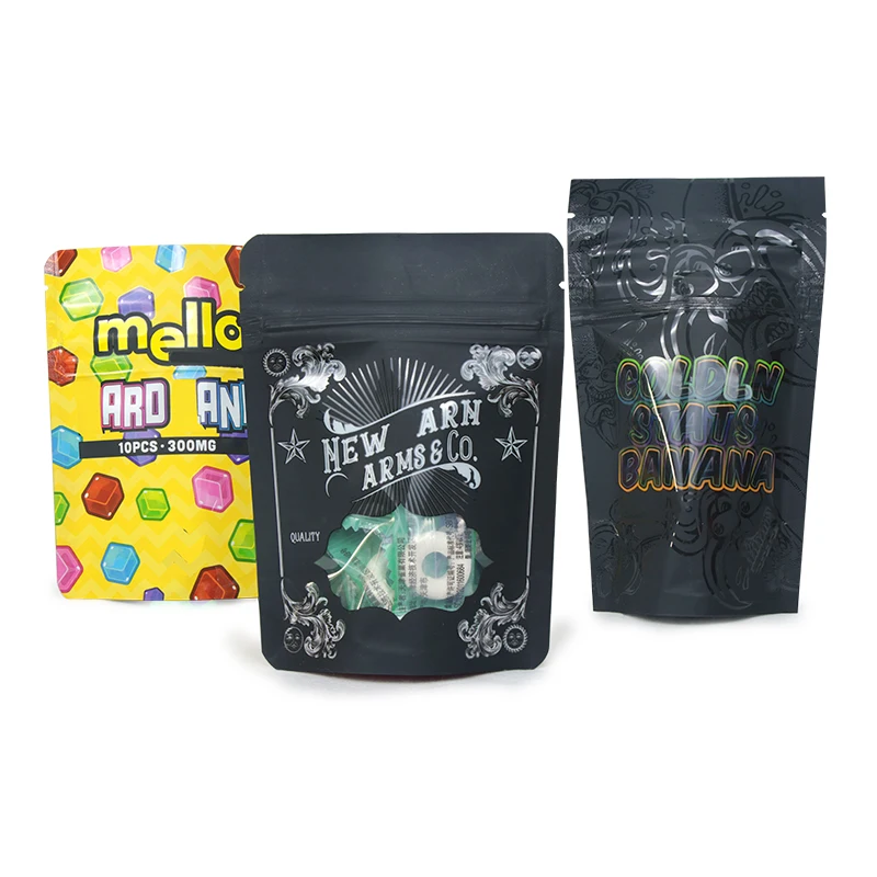 Custom Printed Aluminum Foil Bag Ziplock Mylar Pouch Packaging Food Grade Smellproof Ziplock Bags With Clear Window
