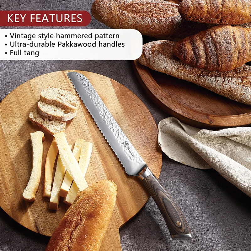 PANDIN hammer pattern Japanese Stainless Steel Professional Bread Serrated Cutting Knife Ultra Sharp Bread Slicer knives
