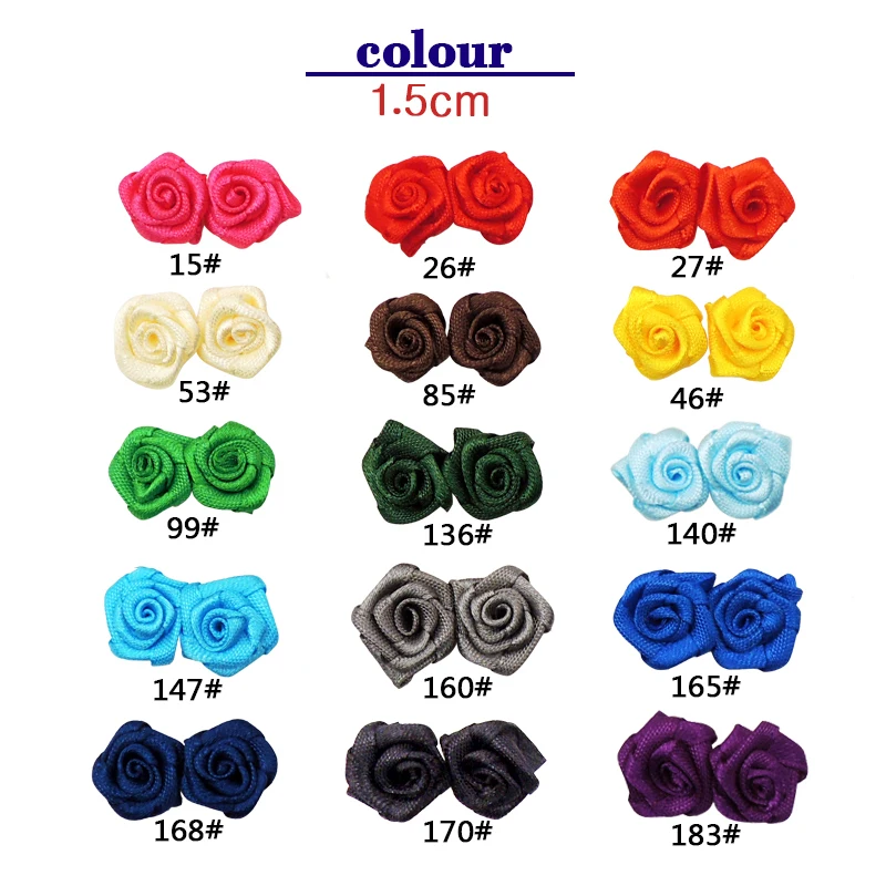 Custom Wholesale 15mm  Mini Ribbon Flowers For Dresses Gold Silver And Colorful Decorative Small Metallic Ribbon  Roses