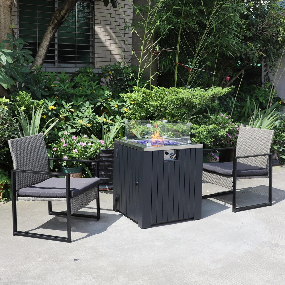 Outdoor aluminum square fire pit table