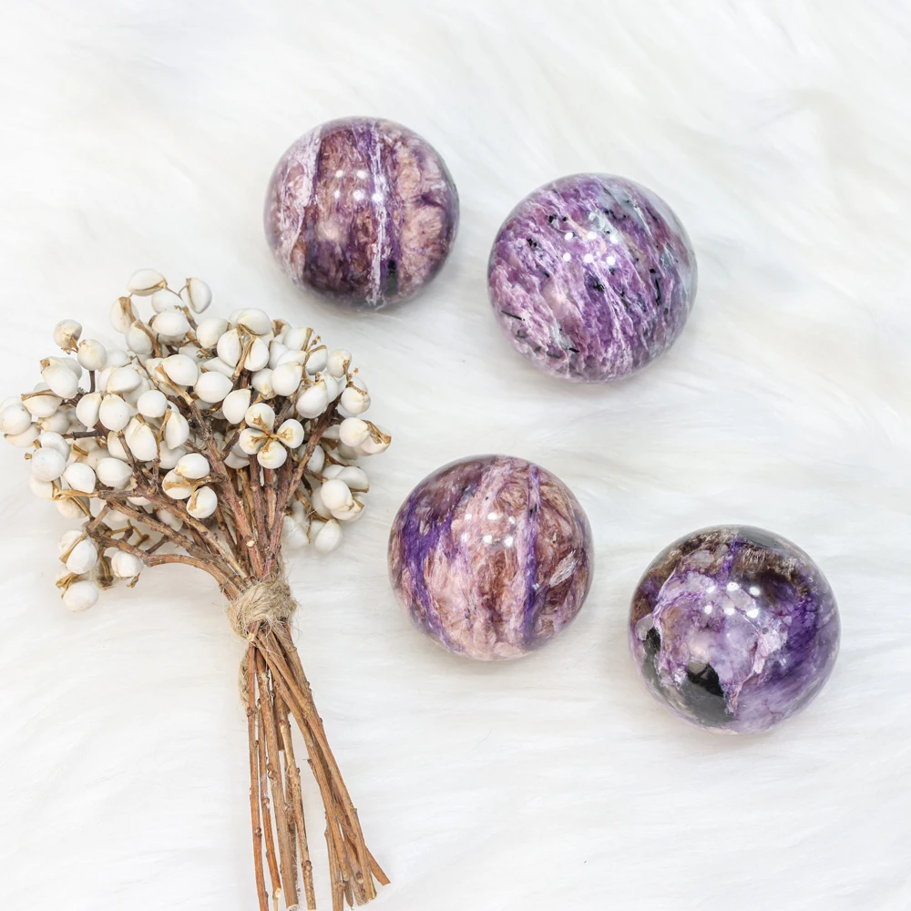 Wholesale custom crystal gum polished  quartz balls  charoitesphere for healing