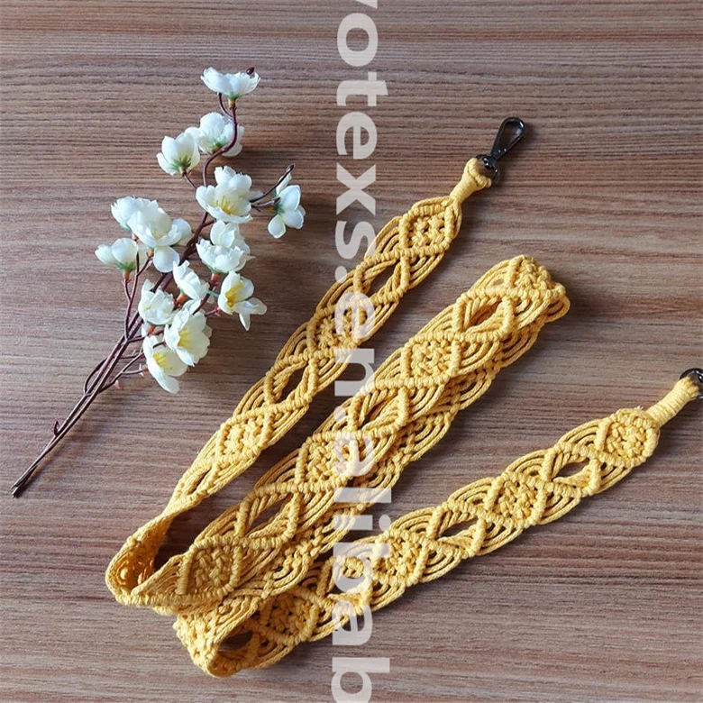 PH934 Custom Macrame Camera Strap Macrame Accessories Rope Bag leashes Guitar Boho Purse Straps
