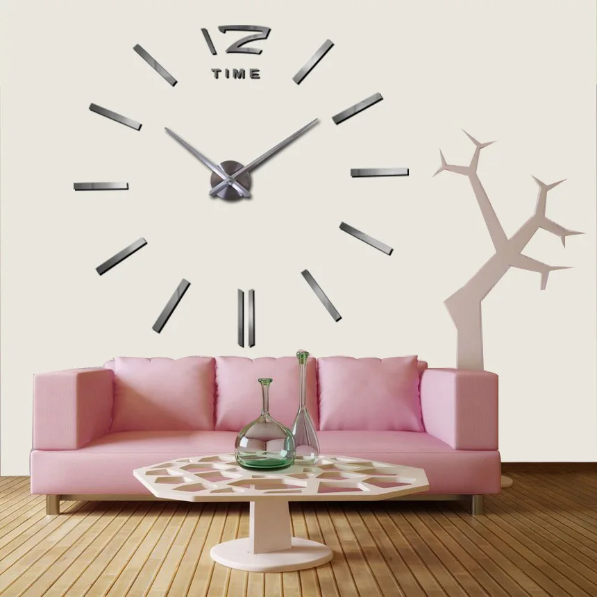 3D бескаркасные домашние декоративные настенные акриловые большие часы «сделай сам» дешевые настенные часы