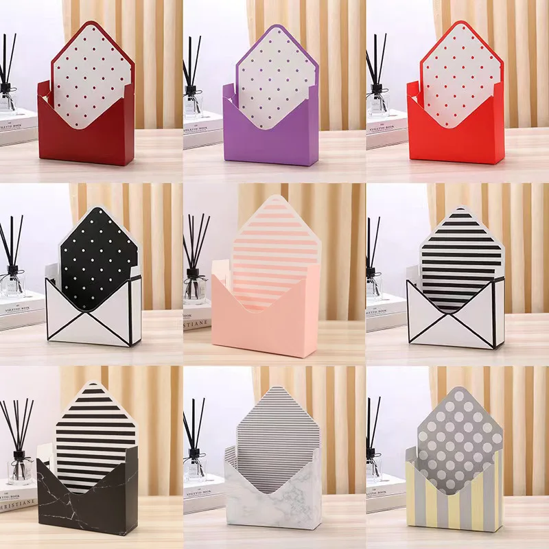 New Style Recyclable Decorative Empty Envelope Flower Package Paper Box Fresh Flower Gift Boxes Gold Foil Popular Bouquets Food