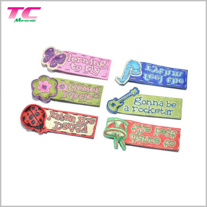 Custom Colorful Etiquette Textile Woven Label Manufactory, Personalized Brand End Folded Clothes Main Labels
