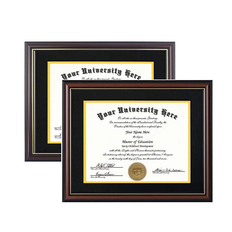Customization Eco-Friendly Certificate Diploma Photo Frames with Black Over Gold Double Mat