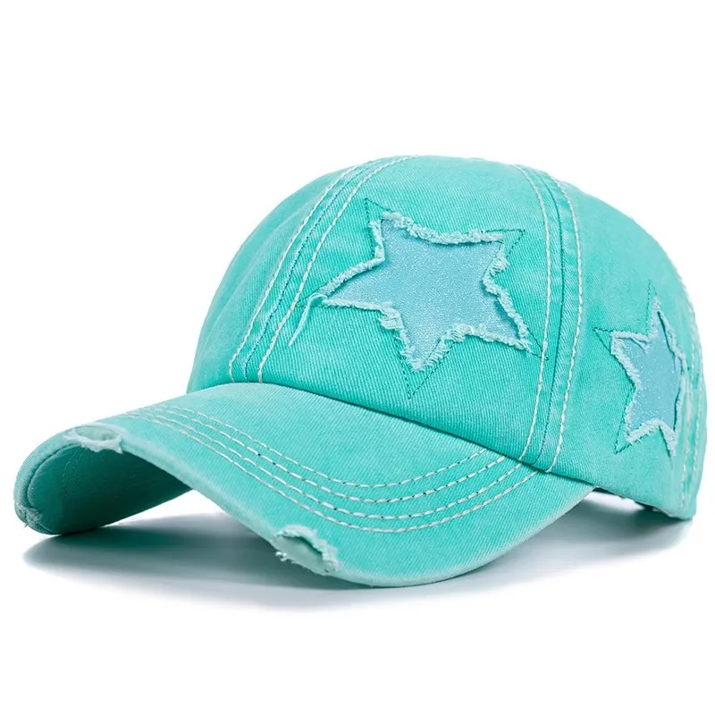 Glitter Star 6 panel baseball caps hats, adjustable cotton caps multiple color