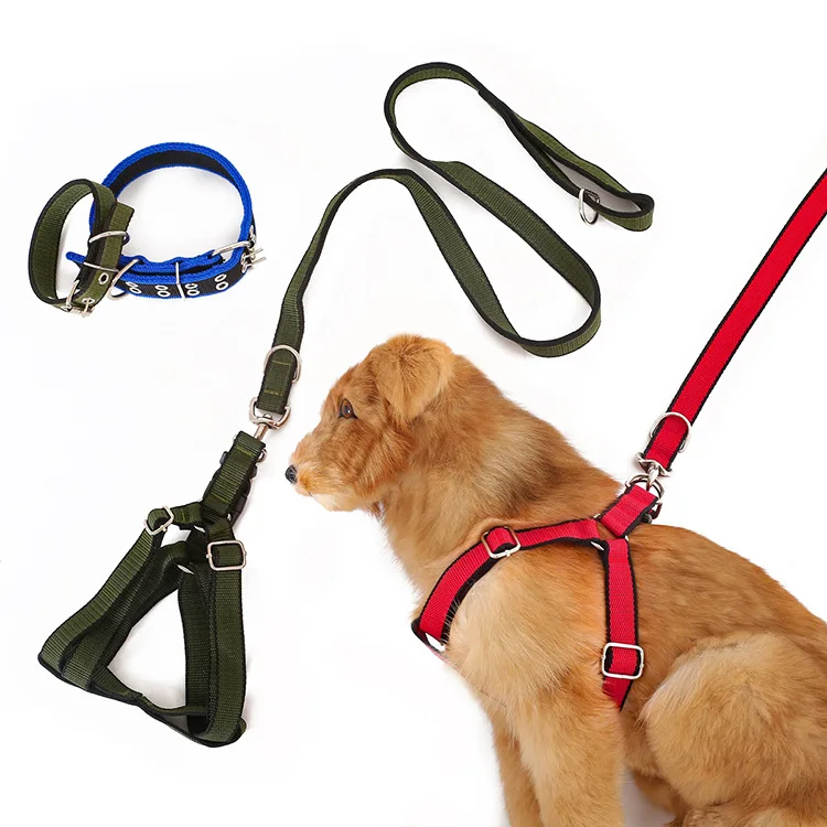 3 PCS Pet Collar Harness & Leashes Nylon Dog Leads Large Dog High Quality Dog Leashes