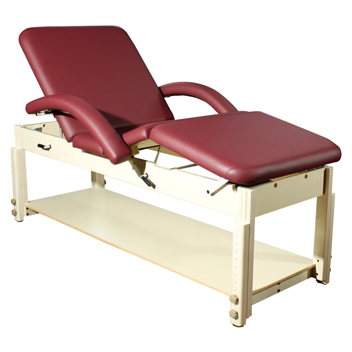 Classic Tilt Adjustment Stationary Backrest Massage Table Massage Spa Table Stationary  Wooden Massage Bed With Cabinet