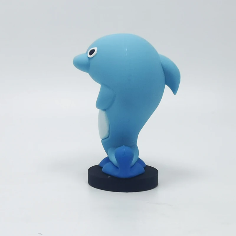 Factory Hot Sale Custom 3D Anime Action Figures Doll Toys Cute Blue Dolphin Pvc Rubber Dolls