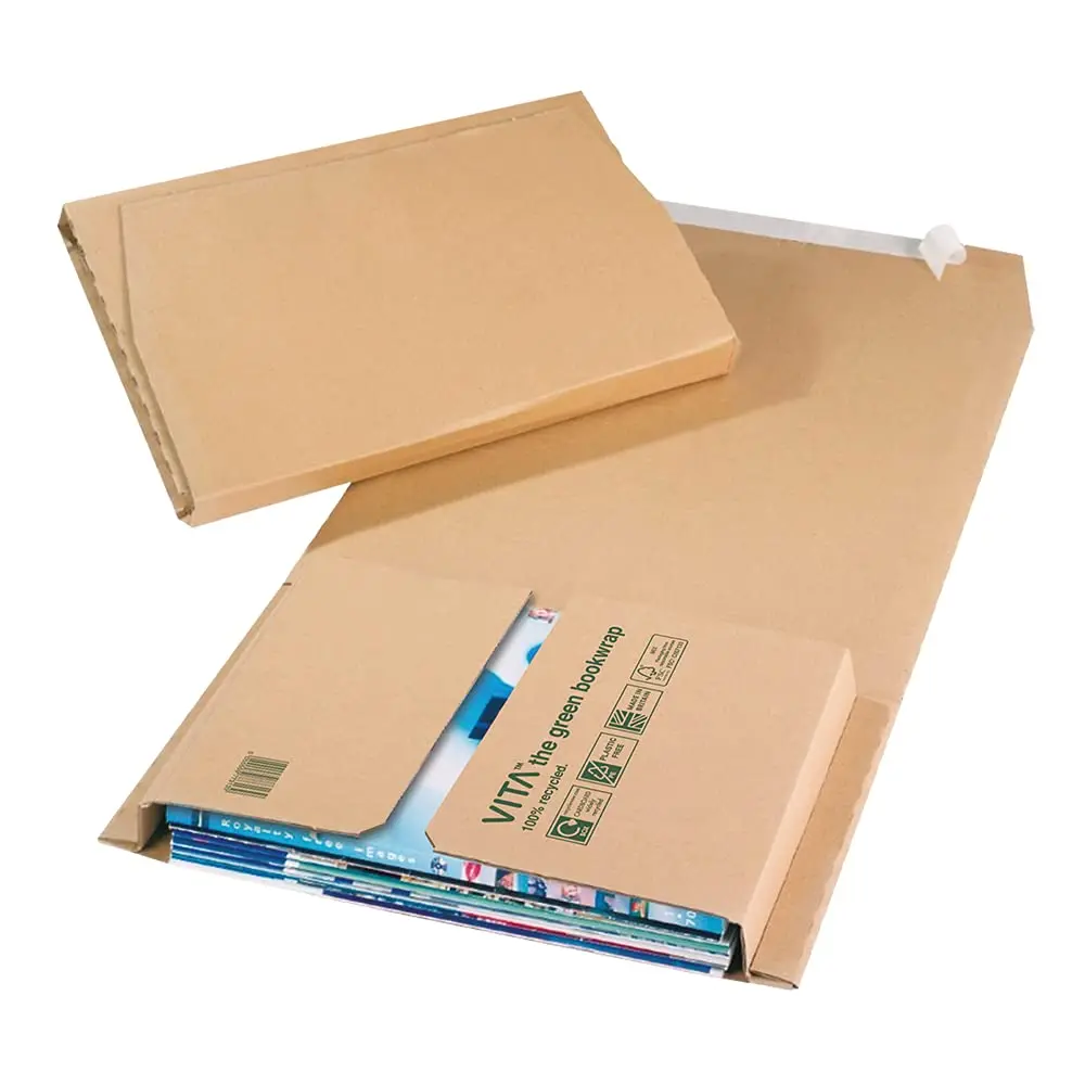 High quality strong hard 2mm E flute corrugated Cardboard Book Wrap Box Twist Mailer box for book packaging