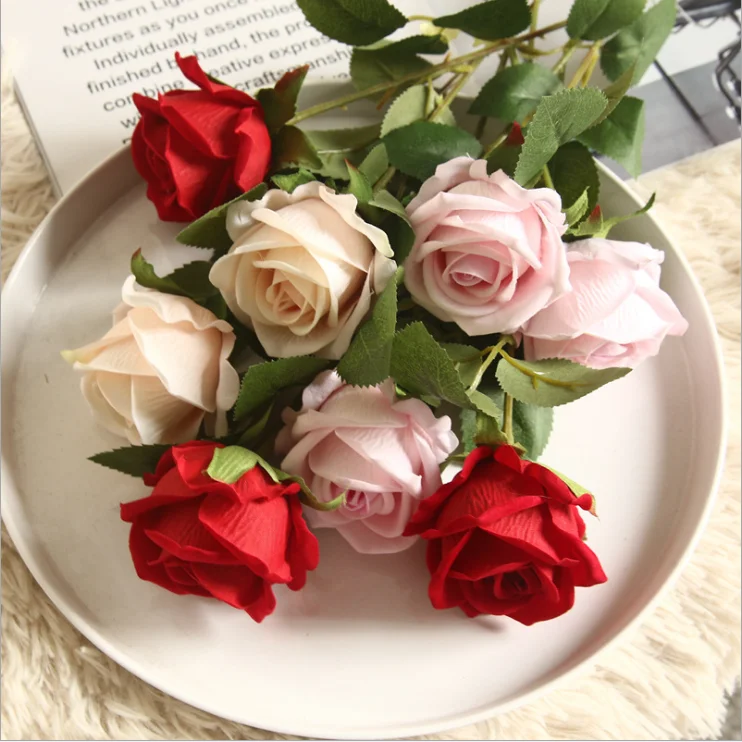High Quality Single Velvet Rose Flowers Artificial Flowers Velvet Rose For Wedding Rose