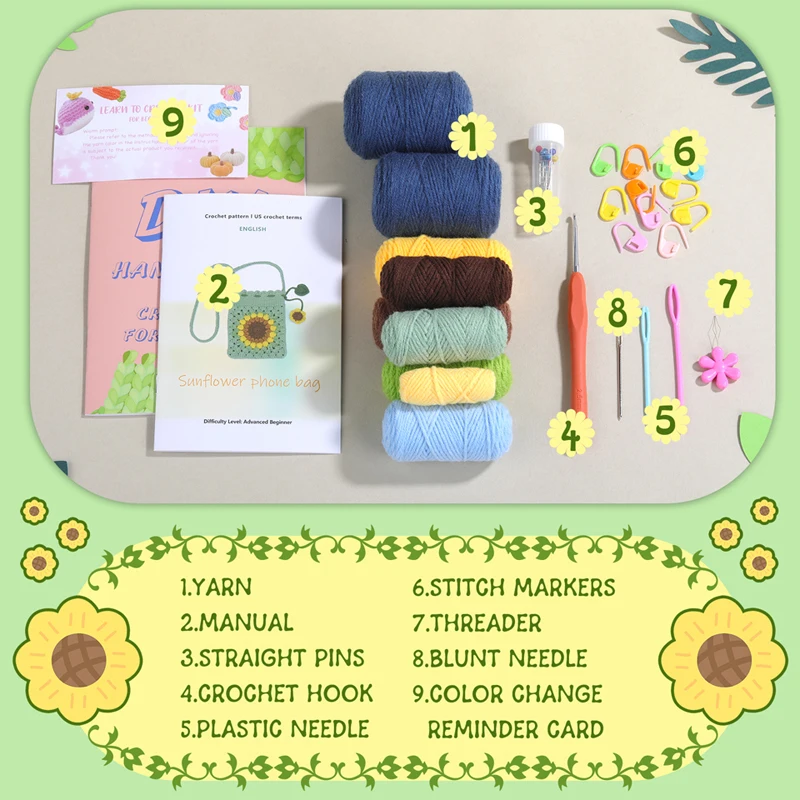 Custom Kids Sewing Kit Adult Craft Kits DIY Crochet Toys Yarn Crochet Kit Kids Art Craft for Girls
