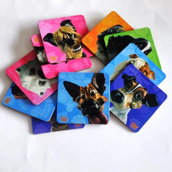 OEM My family pet dog photo printing drink cup coaster, wooden cork tea coaster printing your own pictures