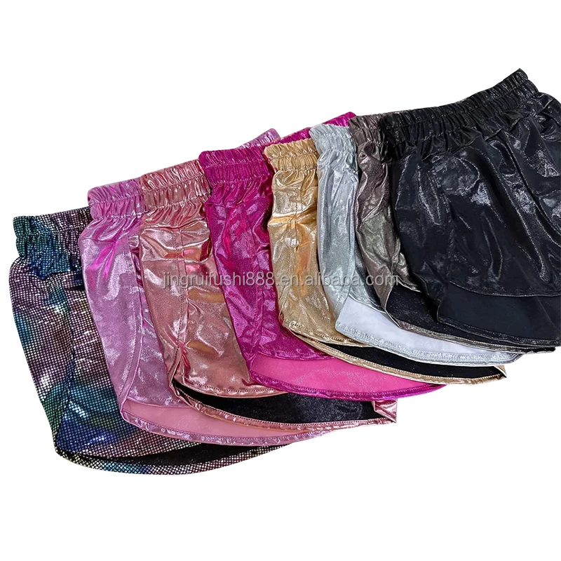Summer Baby Girls Pu Leather Shorts Fashion Western Solid Metallic Children Shorts Pants