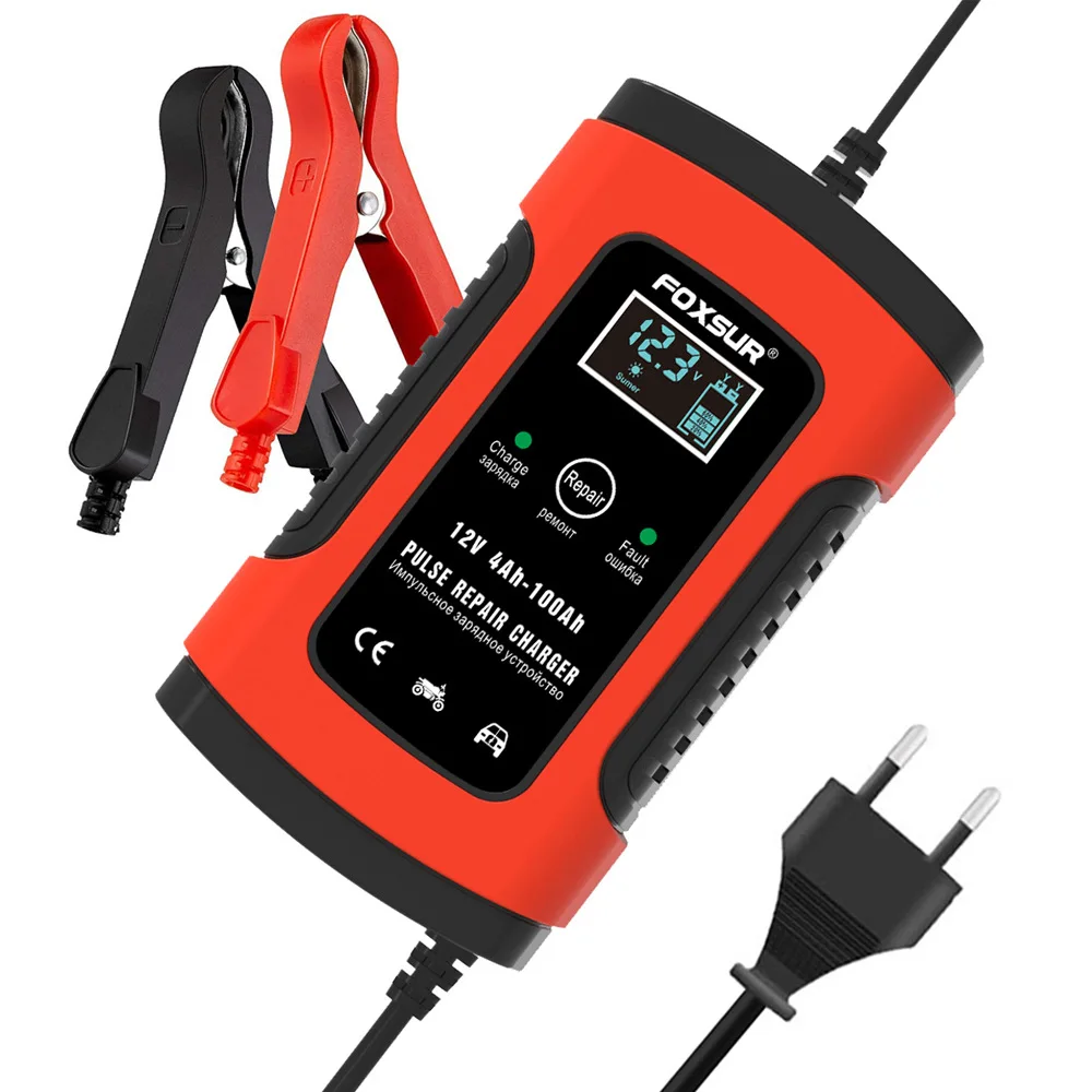 12V 5A Смарт импульсный Ремонт батареи зарядное устройство для мотоцикла внедорожник Грузовик ЖК-дисплей автоматическое автомобильное