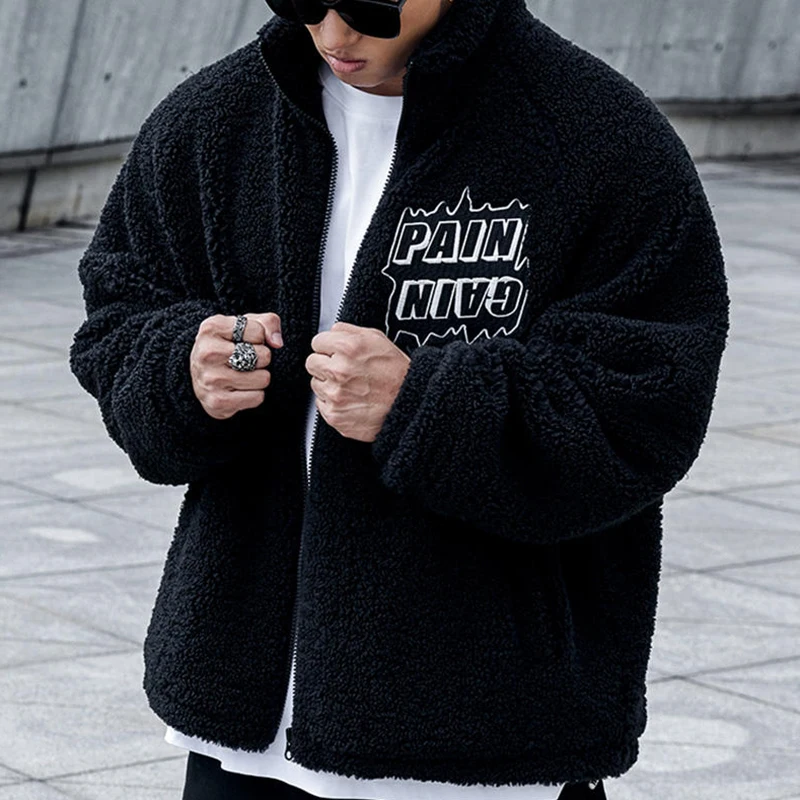 Factory Direct High Quality Stand Collar Sherpa Outerwear Wool Winter Fleece Jacket Men 13