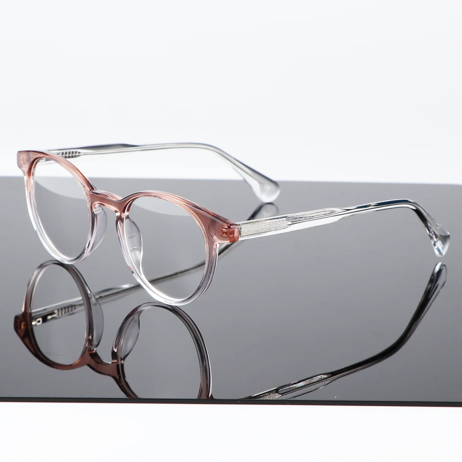 Transparent white eyesight glasses acetate eyewear Round Myopia Prescription Glasses Frame Eyewear