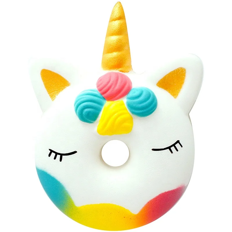 juguetes al por mayor kawaii jumbo Amazon custom PU foam food squishies toy unicorn squishy donut