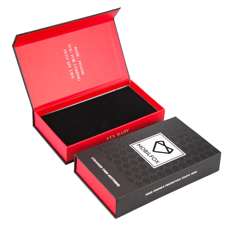 Eco friendly custom mobile phone cases packaging boxes gift box paper boxes with foam insert magnetic packaging
