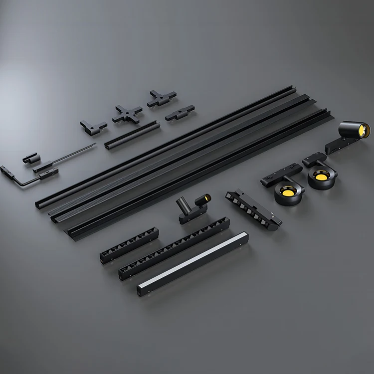 ALLWAY Customize OEM ODM Black 2 Line Track Lighting System 3w 4w 5w 8w Magnetic Linear Led Track Light