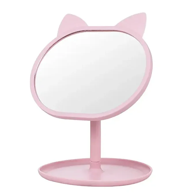 factory design cat dresser hairdresser make up mirror travel rotatable pink cosmetic table stand mirrors with logo customized