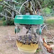 Reusable Wasp Catcher Trap with Solar Power UV LED Light Hanging Wasp Killer for Outdoor Yellow Jackets