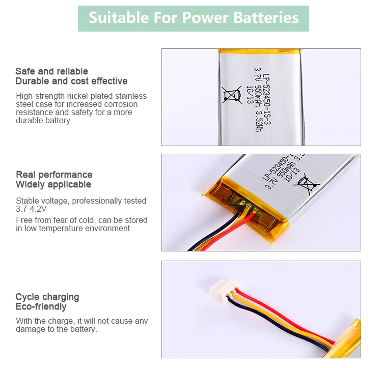 Quality Choice Portable Battery Pack 3.7V 1000mAh 950mAh Rechargeable Lithium Ion Battery Pack