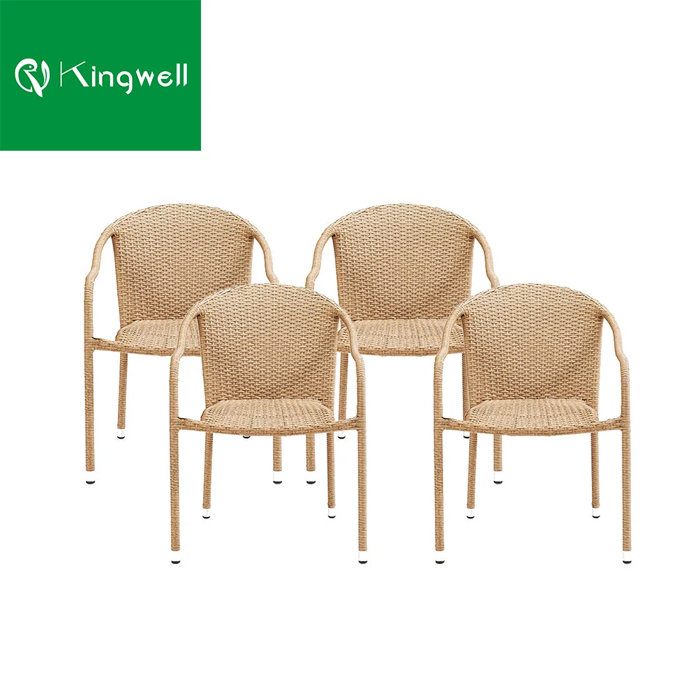 Stacking wicker and rattan furniture china outdoor furniture dining chair with armrest