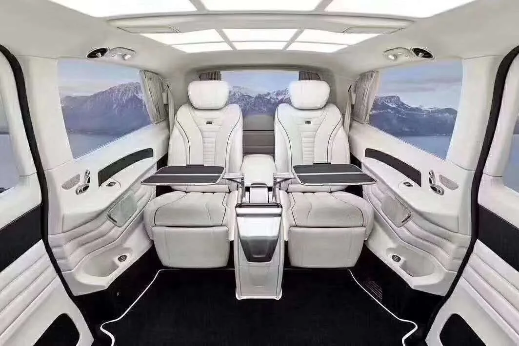 Best selling car trim center console with two folding tables for MPV cars