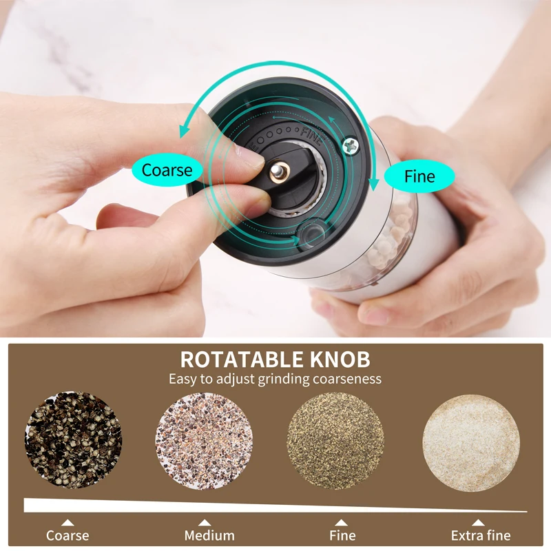 Rechargeable stainless steel salt and pepper grinder salt and pepper electric grinder pepper and salt grinder