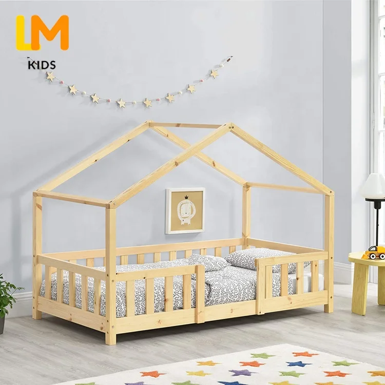 LM KIDS Space Saving kids bunk bed with slide and stairs montessori furniture  Wooden Loft kids for bed