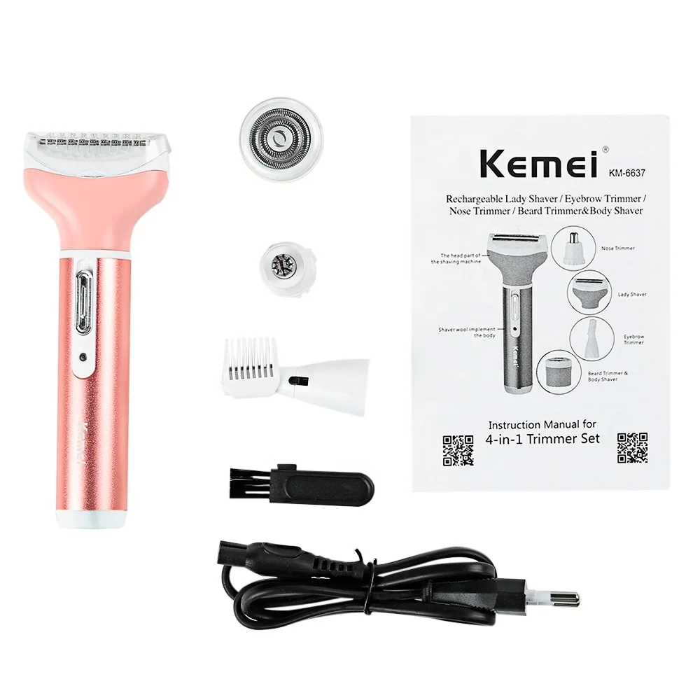 Kemei KM-6637 3 в 1 лучший триммер для бороды носа и бровей машинки стрижки волос на лице