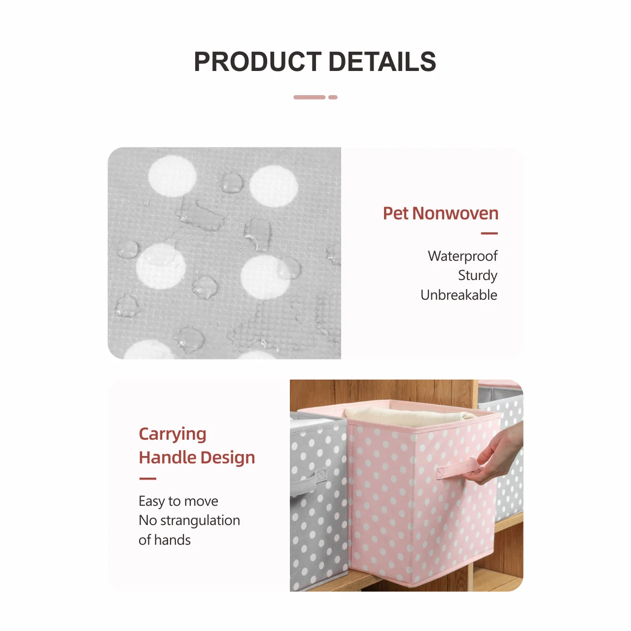 Non-woven organizing storage box closet drawer square fabric foldable lidless storage box home supplies