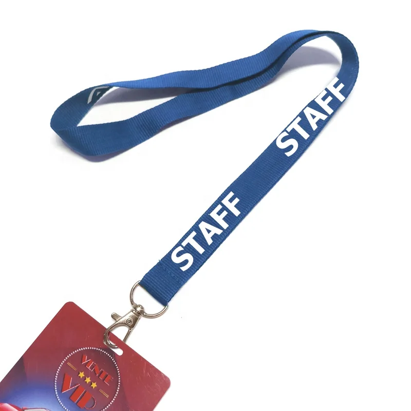 Personalized Blue STAFF Neck Strap Lanyards With Hard Plastic All Access VIP ID Pass Badge Card