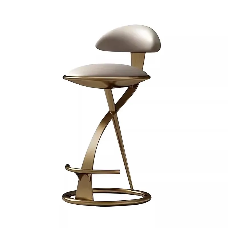 Luxury Stainless Steel Frame Genuine Leather Bar Stool High Commercial Kitchen Bar Chair for Living Room Home Bar Hall Use